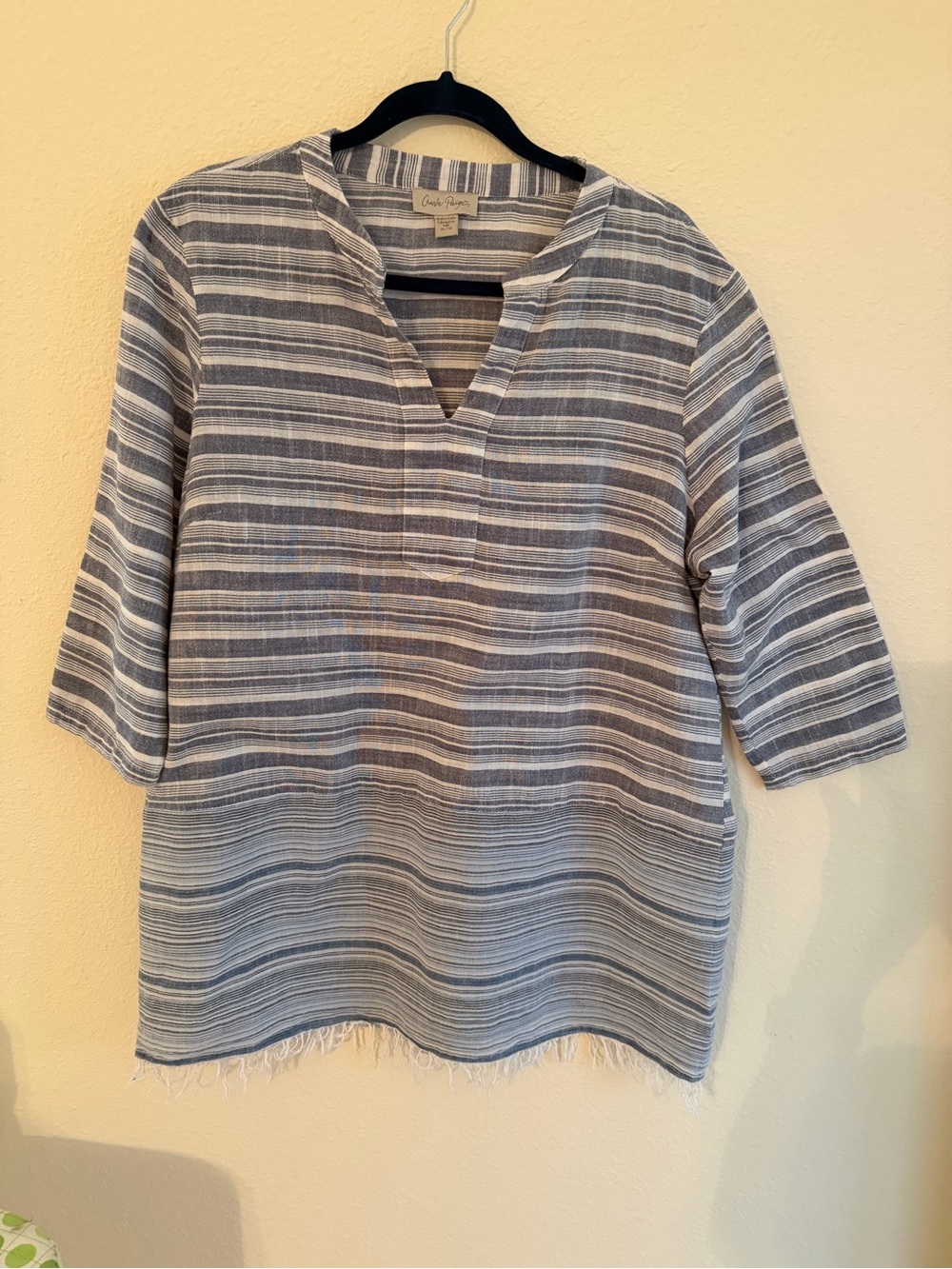 Boho Charlie Paige Blue & White Stripe Tunic Size XL